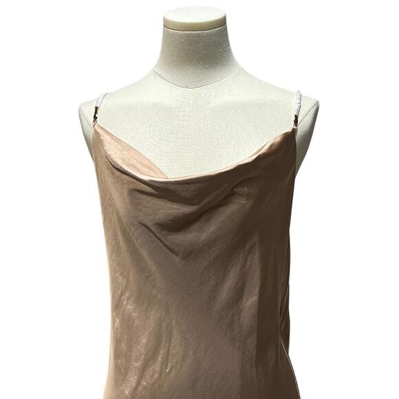 GENERATION LOVE WOMENS LARGE EVIE SATIN TERRACOTTA MAXI DRESS GOWN TINY FLAW - Picture 6 of 16